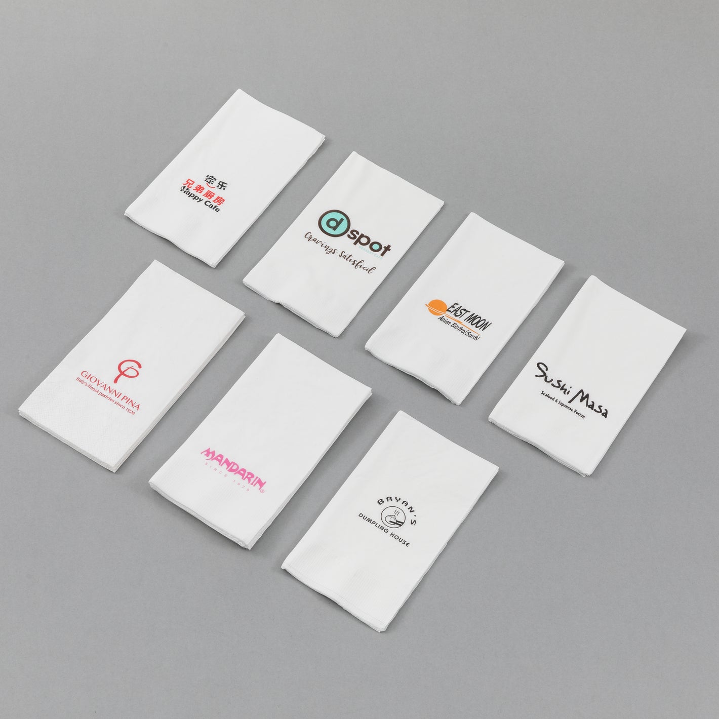 Customized printed Soft Dinner Napkin, 1/8 Fold 2-ply, 15" x 17", 20 x 100 napkins